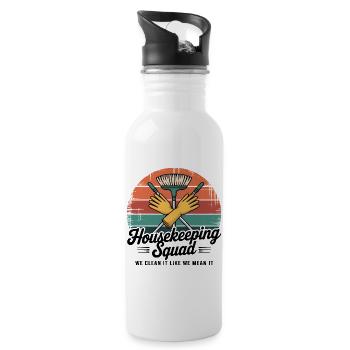 Funny Cleaning Design - Water bottle with straw - white - Right