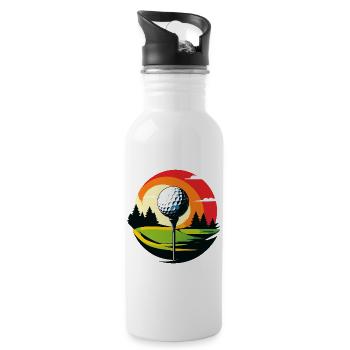 Golf Ball Golf Course Golf Tee Landscape Golf Motif - Water bottle with straw - white - Right