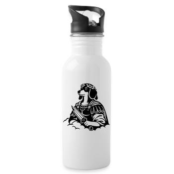 Roman Dachshund Warrior Fighter Sword Dagger - Water bottle with straw - white - Right