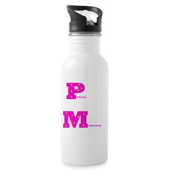 Pony-Mama rosa mit Sternen - Trinkflasche mit integriertem Trinkhalm - Weiß - Rechts
