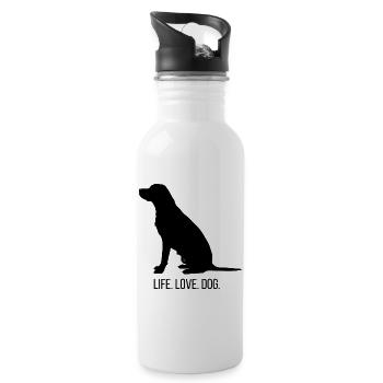 Hund Life Love Dog Labrador - Water bottle with straw - white - Right