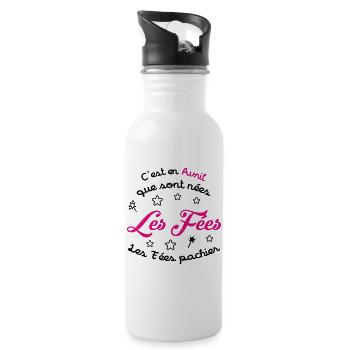 April Birthday - The Fairies Don't Shit! - Water bottle with straw - white - Right