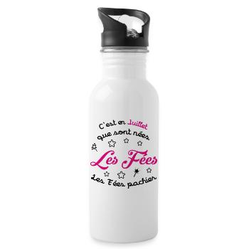 July Birthday - The Fairies Don't Shit! - Water bottle with straw - white - Right