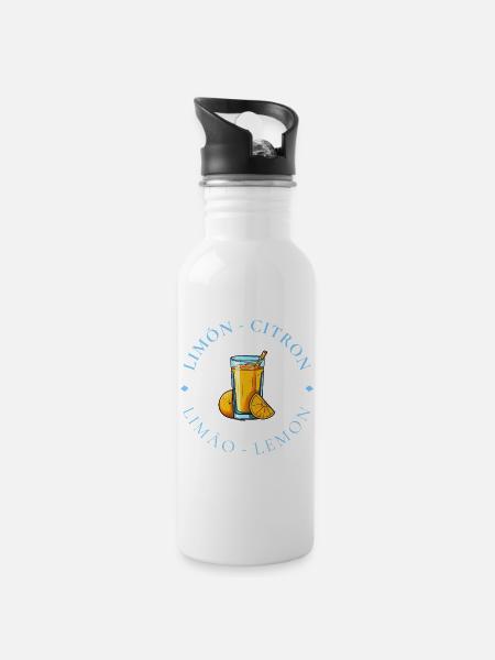 Lemonade Citrus Circle Logo - Water bottle with straw - white