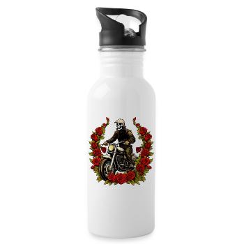 Roses squelette moto - Gourde avec paille intégrée - blanc - Droite