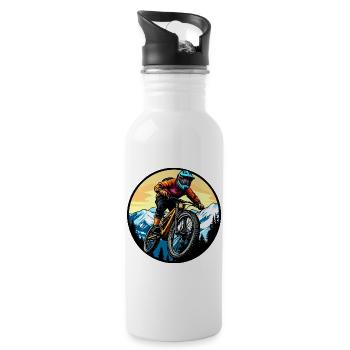 Mountain bike biker - Water bottle with straw - white - Right