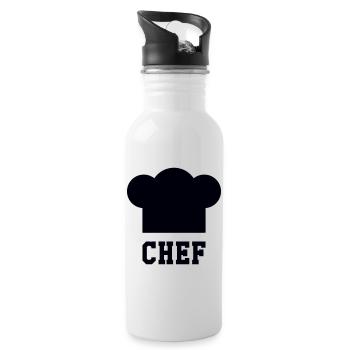Chef Toque - Kitchen - Cook - Water bottle with straw - white - Right