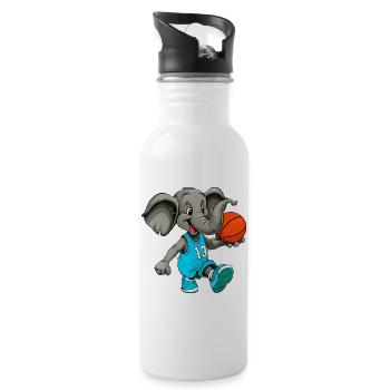 Elefanten Basketball Hooper - Trinkflasche mit integriertem Trinkhalm - Weiß - Rechts
