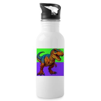Dinosaurier - Trinkflasche mit integriertem Trinkhalm - Weiß - Rechts