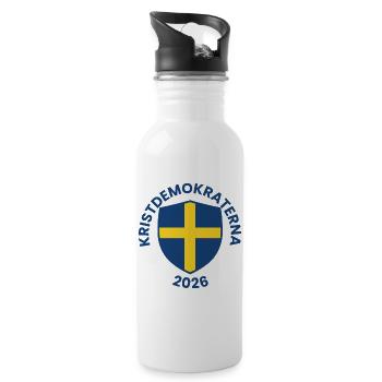 Nordic Blue Shield Yellow Cross - Water bottle with straw - white - Right