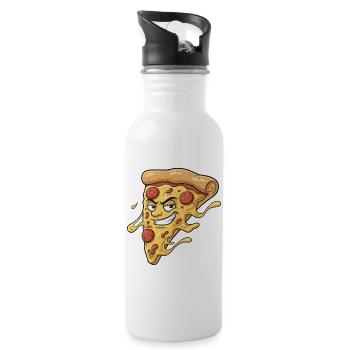 Pizza Slice with a cheeky grin - Water bottle with straw - white - Right