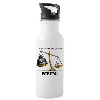 Geht es noch fairer - Trinkflasche mit integriertem Trinkhalm - Weiß - Rechts