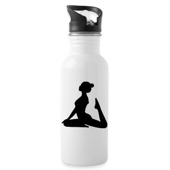 Yoga Silhouetten schwarz Schattenfigur Meditation - Trinkflasche mit integriertem Trinkhalm - Weiß - Rechts