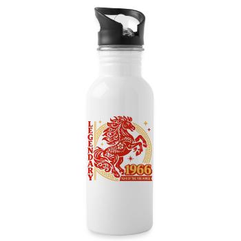 1966 Fire Horse Legend 60th Birthday Gift - Water bottle with straw - white - Right