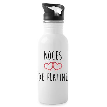 Platin-Hochzeit 70 Jahre - Trinkflasche mit integriertem Trinkhalm - Weiß - Rechts