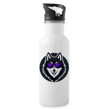 Husky Glam-Lila-Brille - Trinkflasche mit integriertem Trinkhalm - Weiß - Rechts