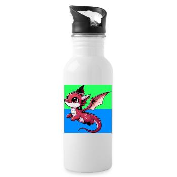 Drache - Trinkflasche mit integriertem Trinkhalm - Weiß - Rechts