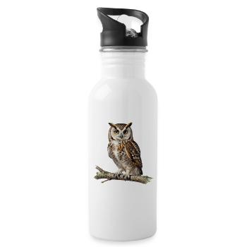 Hibou nocturne sur branche - Gourde avec paille intégrée - blanc - Droite