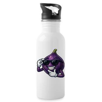 Dessin animé Fig Cool Fruit Summer Fruit - Gourde avec paille intégrée - blanc - Droite