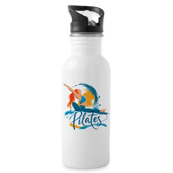Pilates energy and flexibility - Water bottle with straw - white - Right