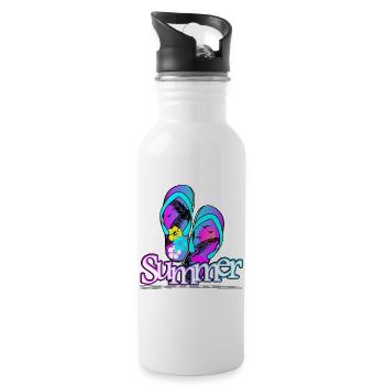 Sommer Flipflop - Trinkflasche mit integriertem Trinkhalm - Weiß - Rechts