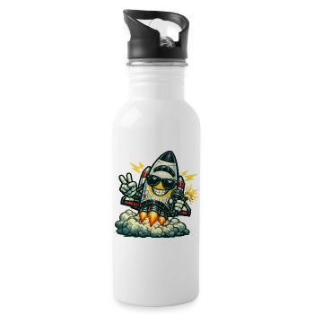 Space Rocket Duck mit Mikrofon - Trinkflasche mit integriertem Trinkhalm - Weiß - Rechts