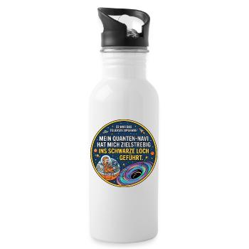 Schwarzes Loch Navi lustiger Spruch - Trinkflasche mit integriertem Trinkhalm - Weiß - Rechts