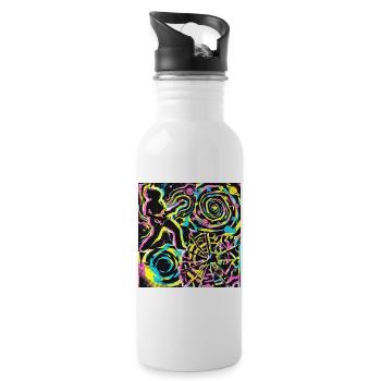 Psychedelic Rock - Trinkflasche mit integriertem Trinkhalm - Weiß - Rechts
