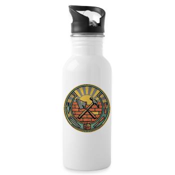 Mauerer Construction Worker Vintage - Water bottle with straw - white - Right