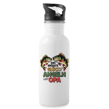 Opa & Enkel Angeln - Trinkflasche mit integriertem Trinkhalm - Weiß - Rechts