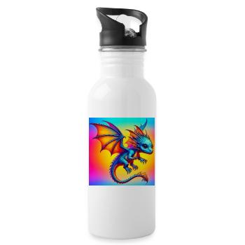 Drache - Trinkflasche mit integriertem Trinkhalm - Weiß - Rechts