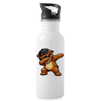 Dabbing Bear - Water bottle with straw - white - Right