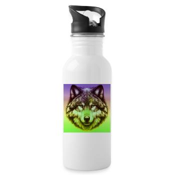 Wolf - Trinkflasche mit integriertem Trinkhalm - Weiß - Rechts