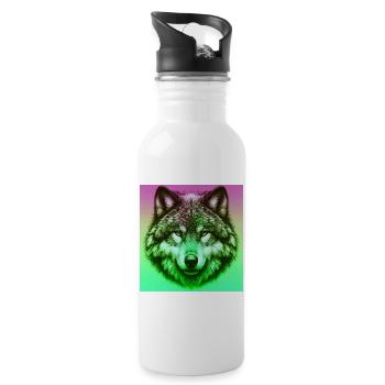 Wolf - Trinkflasche mit integriertem Trinkhalm - Weiß - Rechts