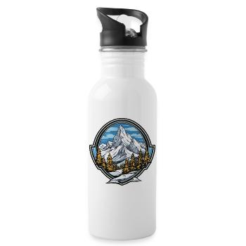 Berge Landschaft - Trinkflasche mit integriertem Trinkhalm - Weiß - Rechts
