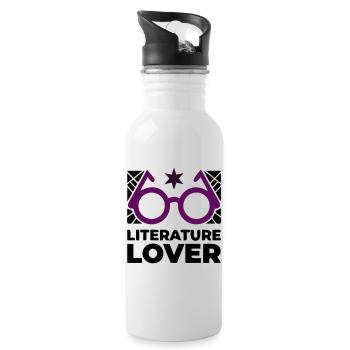 Literature Lover Brille Text - Trinkflasche mit integriertem Trinkhalm - Weiß - Rechts