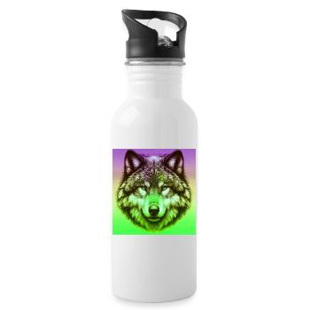 Wolf - Trinkflasche mit integriertem Trinkhalm - Weiß - Rechts