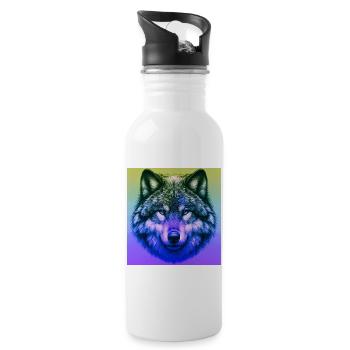 Wolf - Water bottle with straw - white - Right