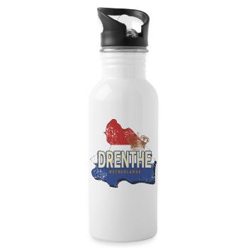 Souvenir vintage rétro Hollandais de Drenthe - Gourde avec paille intégrée - blanc - Droite