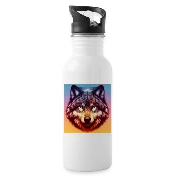 Wolf - Trinkflasche mit integriertem Trinkhalm - Weiß - Rechts