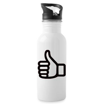 Signe de la main du pouce levé – symbole du pouce levé - Gourde avec paille intégrée - blanc - Droite