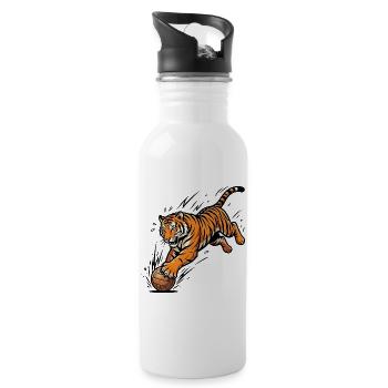 Tiger Basketball Spieler Maskottchen Power - Trinkflasche mit integriertem Trinkhalm - Weiß - Rechts
