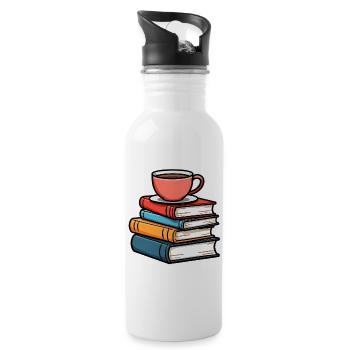 Bücher  - Trinkflasche mit integriertem Trinkhalm - Weiß - Rechts