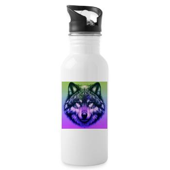 Wolf - Trinkflasche mit integriertem Trinkhalm - Weiß - Rechts