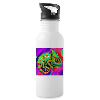 Chamäleon - Trinkflasche mit integriertem Trinkhalm - Weiß - Rechts