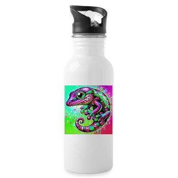 Gecko - Trinkflasche mit integriertem Trinkhalm - Weiß - Rechts