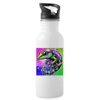 Gecko - Trinkflasche mit integriertem Trinkhalm - Weiß - Rechts