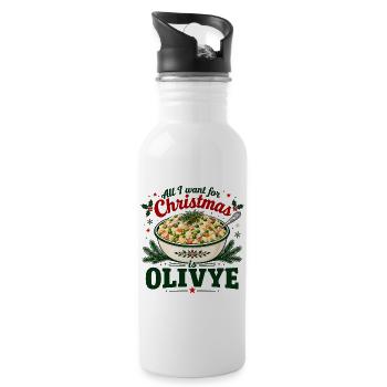 All I Want for Christmas is Olivye - Trinkflasche mit integriertem Trinkhalm - Weiß - Rechts