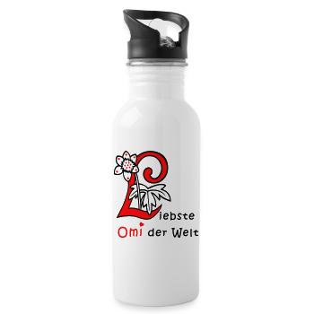 liebste Omi der Welt - Trinkflasche mit integriertem Trinkhalm - Weiß - Rechts