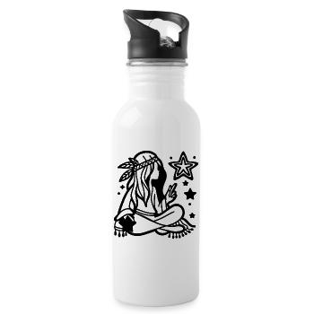Traumfänger-Finsternis – Mystisch-minimalistisches Schwarz - Trinkflasche mit integriertem Trinkhalm - Weiß - Rechts
